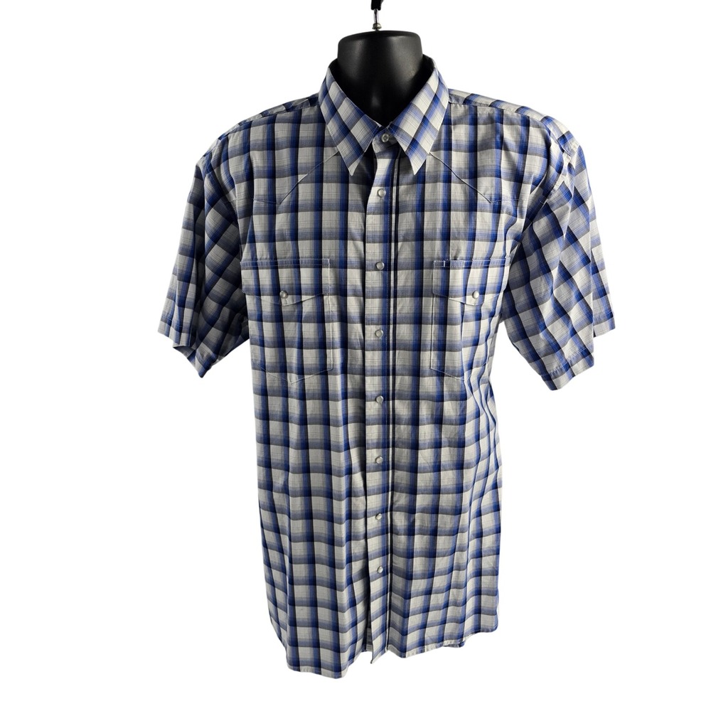 Wrangler Mens 2XLT Plaid Short Sleeve Button Up‎ Shirt Western Style Pockets